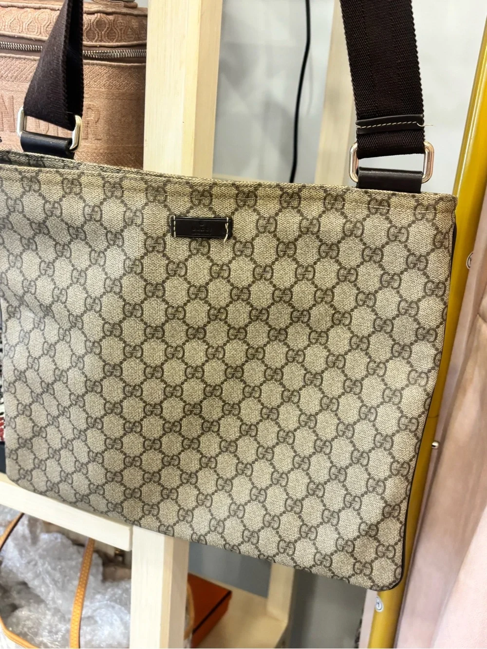 Gucci Beige GG Canvas Crossbody Bag with Adjustable Strap